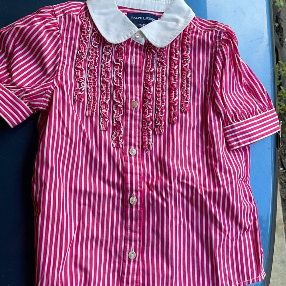 Ralph Lauren button down ruffle front shirt